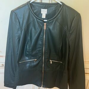 Chicos dark forest green jacket size 1 Preowned